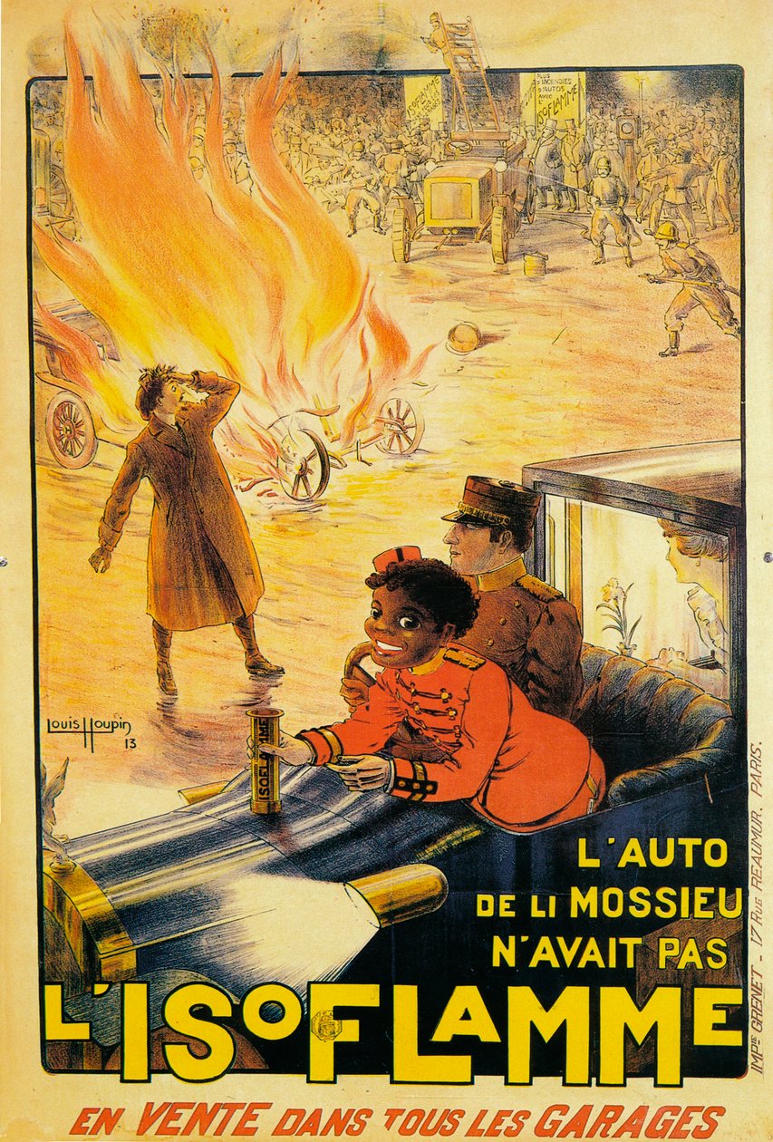 Werbung für Isoflamme-Feuerlöscher, 1913 von Louis Houpin