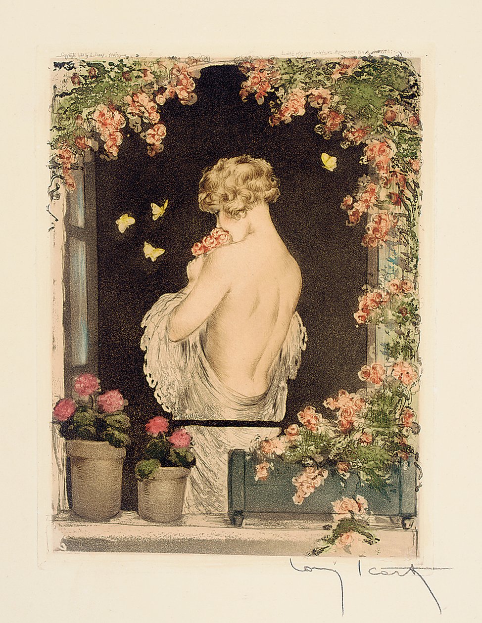 Die vier Jahreszeiten: Sommer, ca. 1928 (handkolorierte Radierung & Aquatinta) von Louis Icart