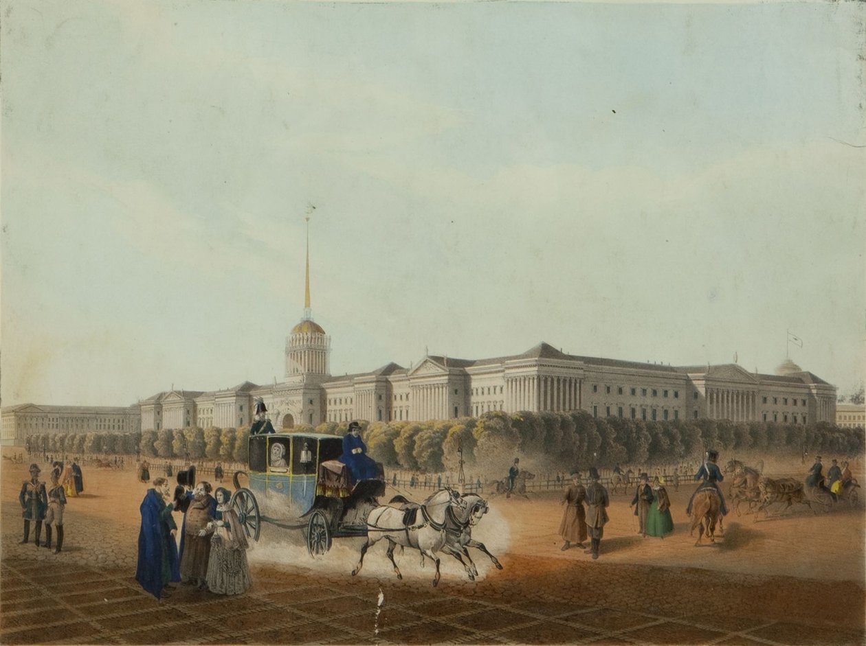Die Admiralität in Sankt Petersburg, Ende der 1840er Jahre von Louis Jules Arnout