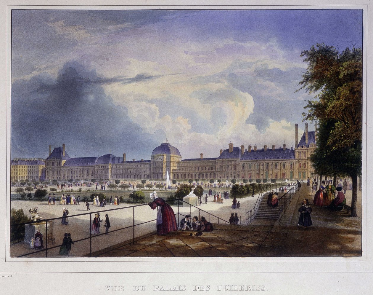 Ansicht des Palais des Tuileries - in „Paris en 1837“ von Louis Jules Arnout