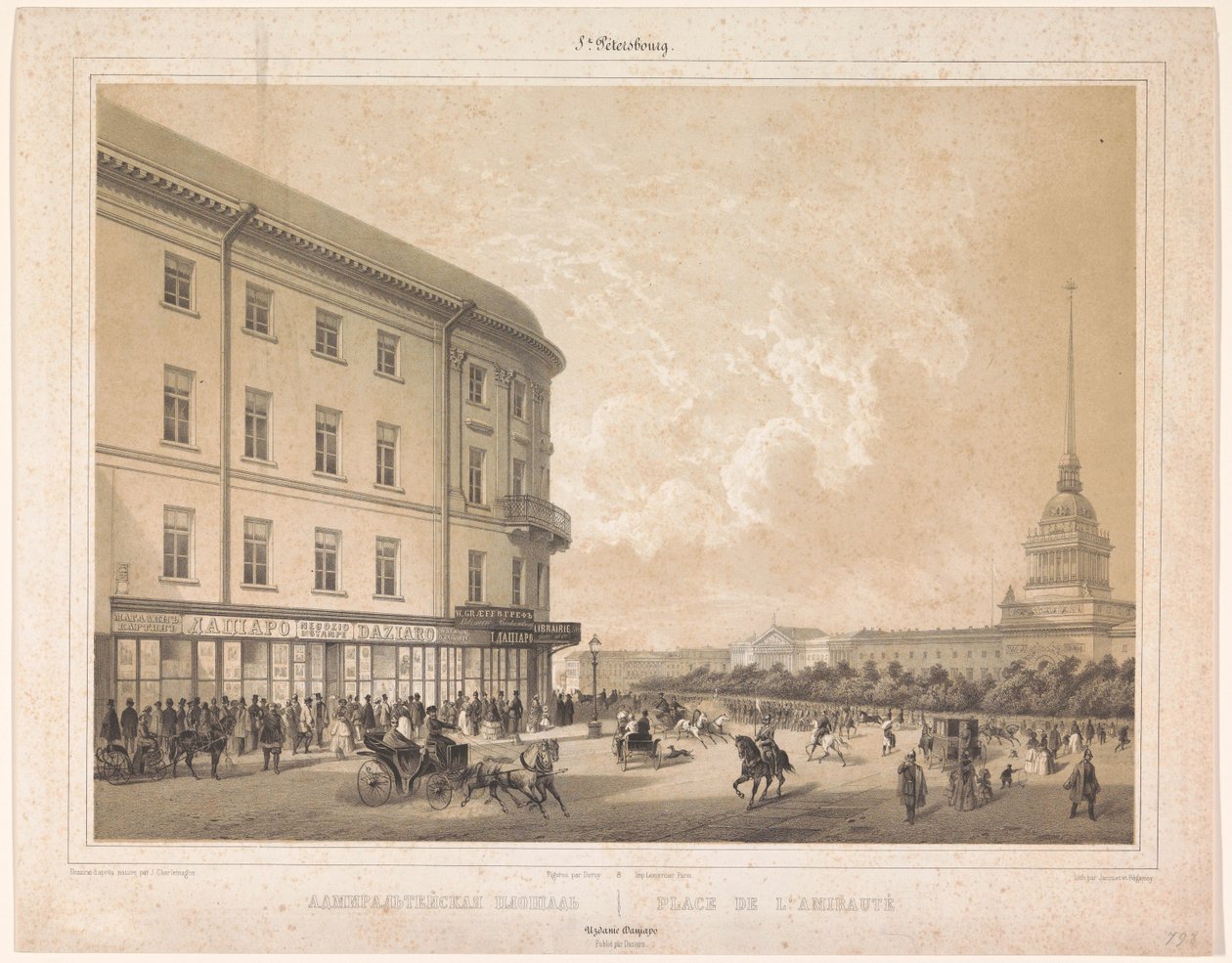 Ansicht des Admiralitätsplatzes in Sankt Petersburg von Louis Julien Jacottet