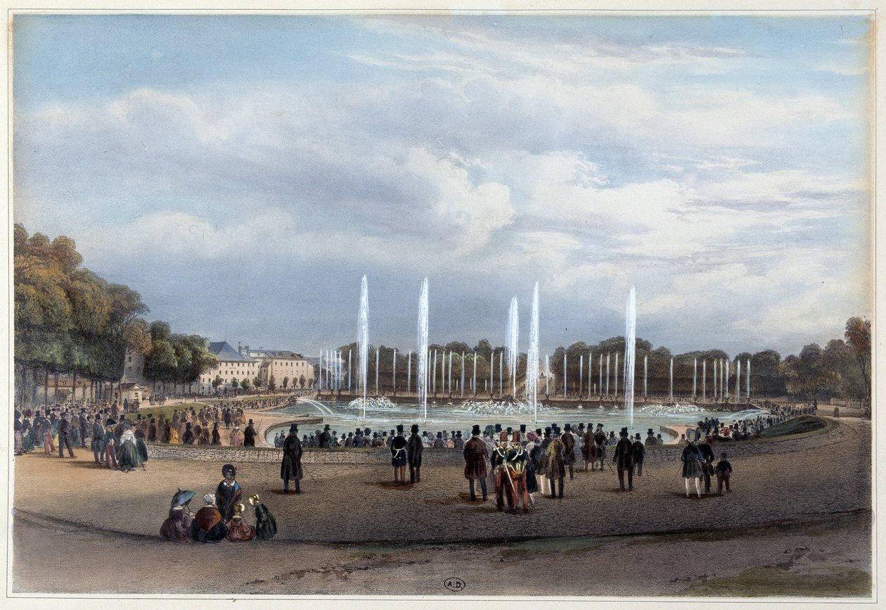 Parc de Versailles: Das Drachenwasserstück - in „Promenade dans Paris et ses environs“ von Louis Julien Jacottet
