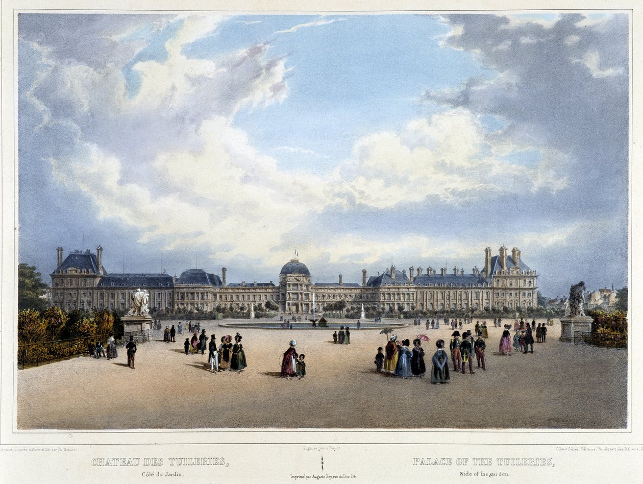 Ansicht des Palastes und des Gartens der Tuilerien von Louis Julien Jacottet