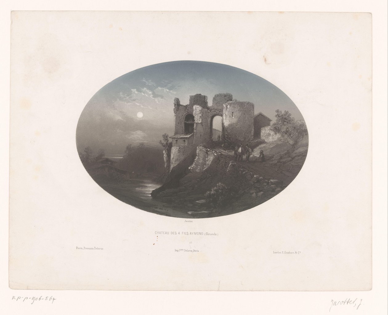 Ansicht der Ruine der Burg der Vier Heemskinderen von Louis Julien Jacottet