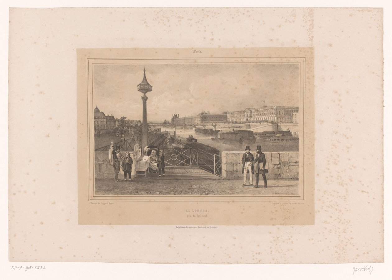 Ansicht des Palais du Louvre von der Pont Neuf von Louis Julien Jacottet