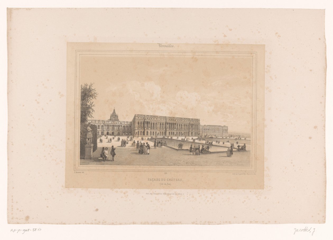 Blick auf das Schloss von Versailles aus den Gärten von Louis Julien Jacottet