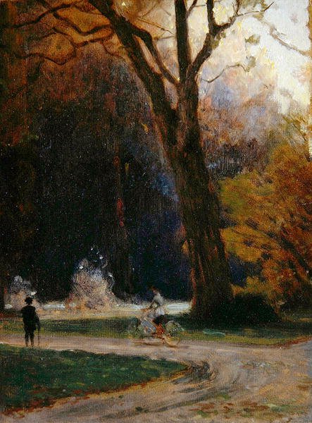 Radfahrer im Karlsaue Park, Kassel von Louis Kolitz