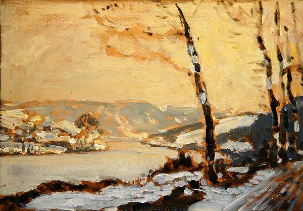 Das Fuldatal bei Kassel mit Schnee von Louis Kolitz