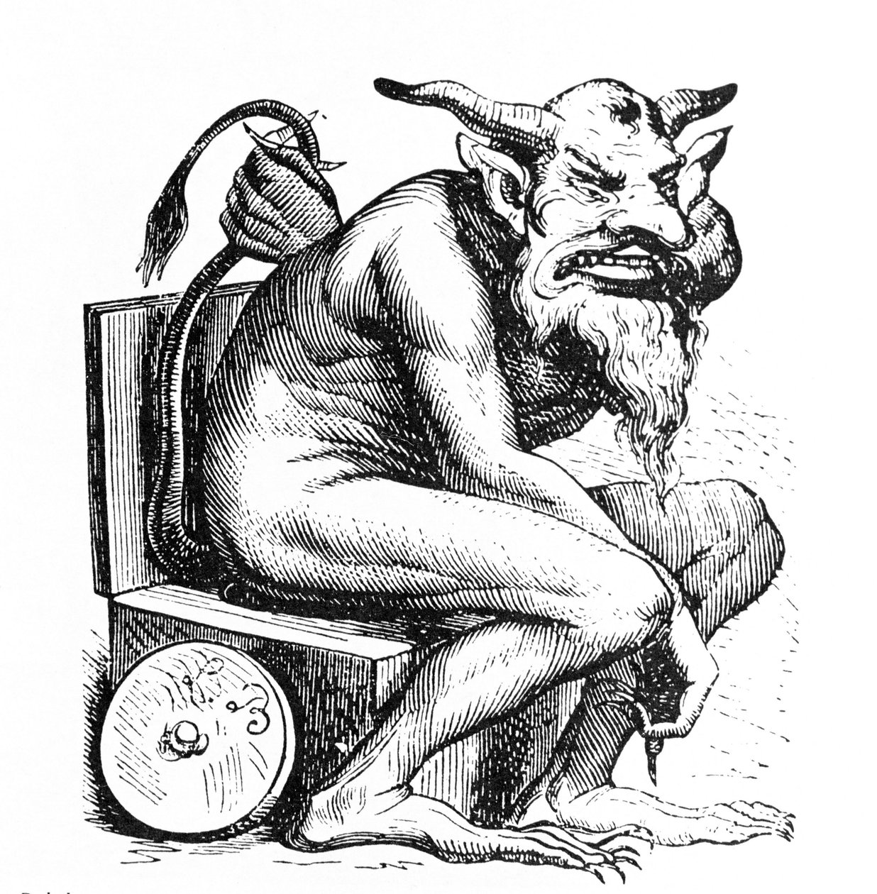 Darstellung des Teufels Belphagor (Belphegor) aus Collin de Plancys Infernalischem Wörterbuch. Gravur von L. Breton. Paris von Louis Le Breton