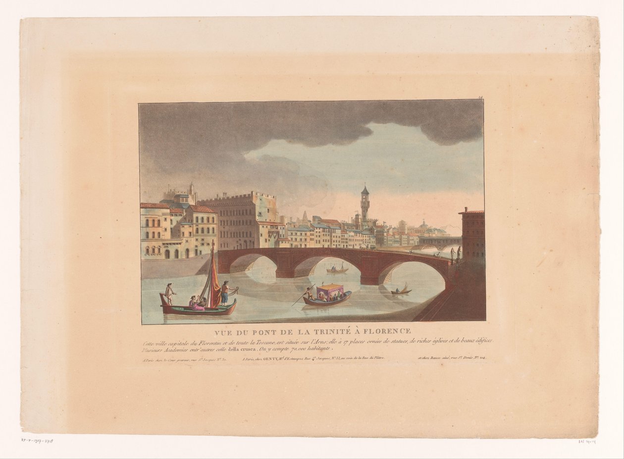Ansicht der Ponte Santa Trinita in Florenz von Louis Lecoeur
