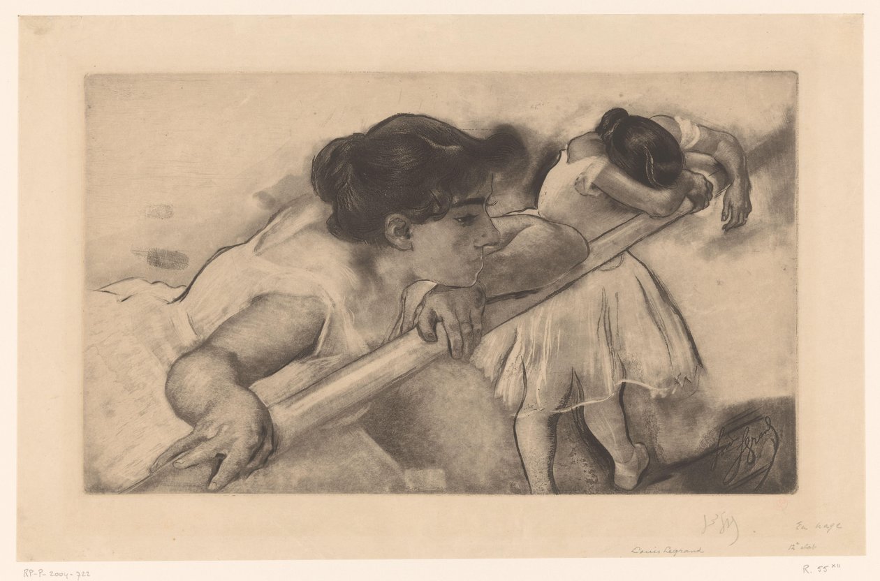 Zwei Ballerinas an einer Ballettstange von Louis Legrand (signed by artist)