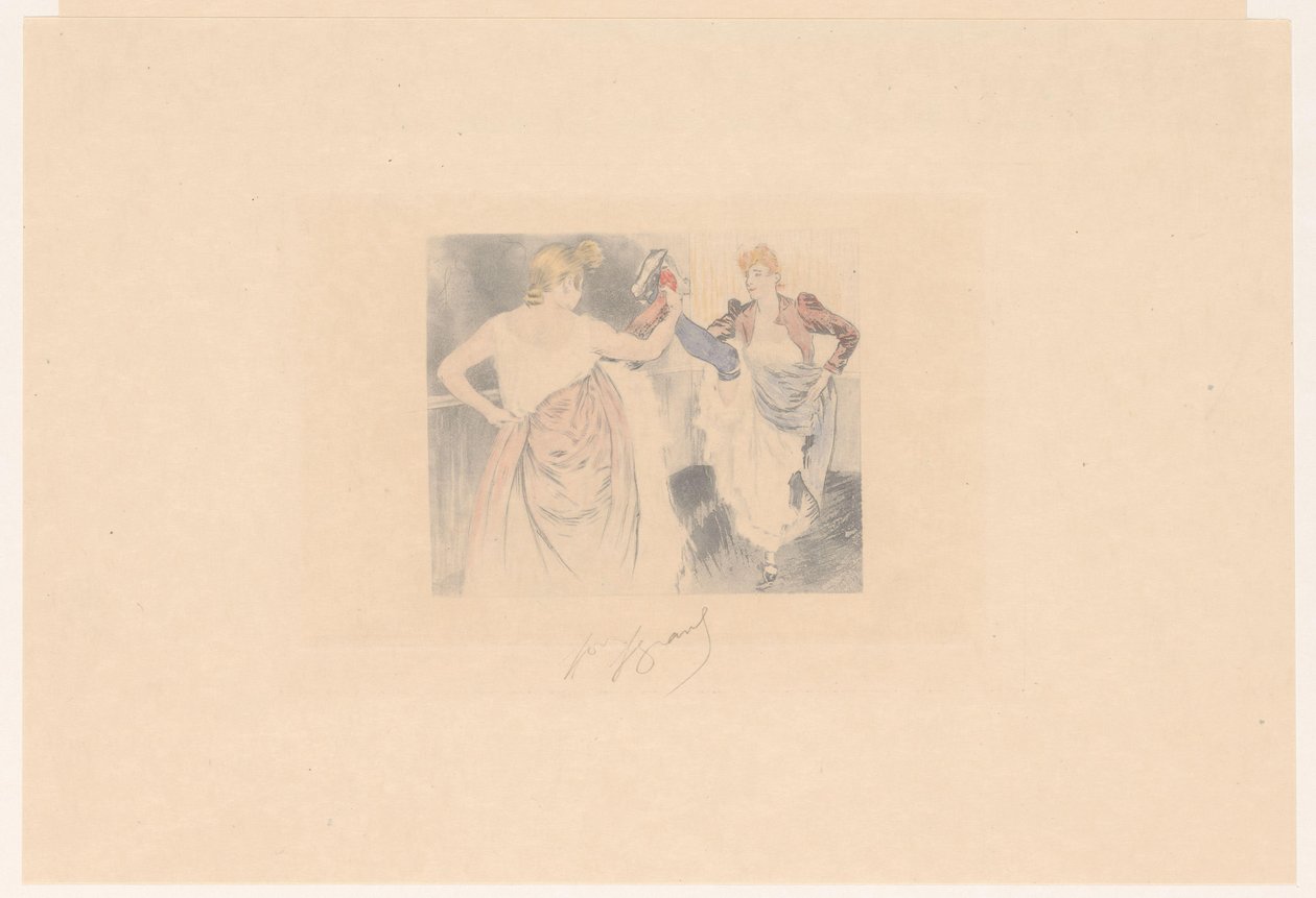 Zwei Cancan-Tänzerinnen mit erhobenen Beinen von Louis Legrand (signed by artist)