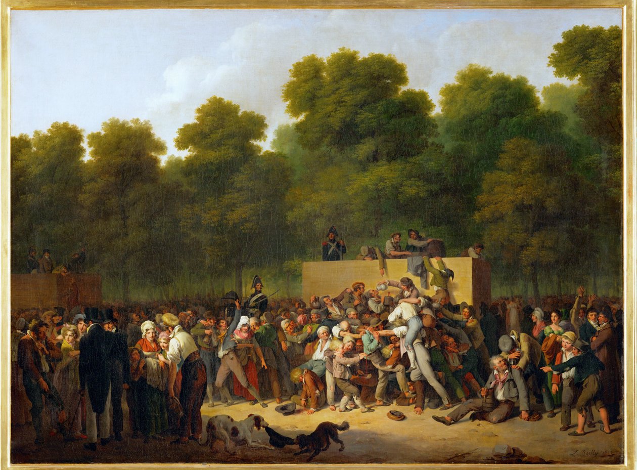 Verteilung von Wein und Lebensmitteln auf den Champs Elysees von Louis Leopold Boilly