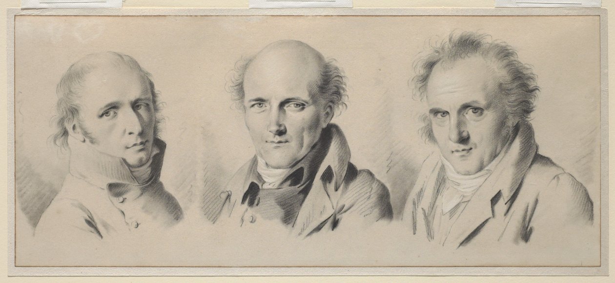 Porträts von Charles Percier, Pierre-François Léotard Fontaine und Claude-Louis Bernier, vor 1807 von Louis Leopold Boilly