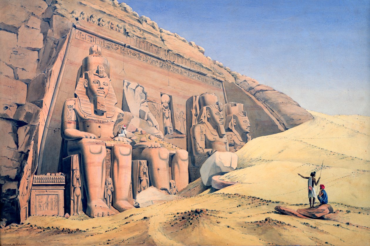 Großer Tempel von Ramses II., Abu Simbel, 1846 von Louis M. A. Linant de Bellefonds,