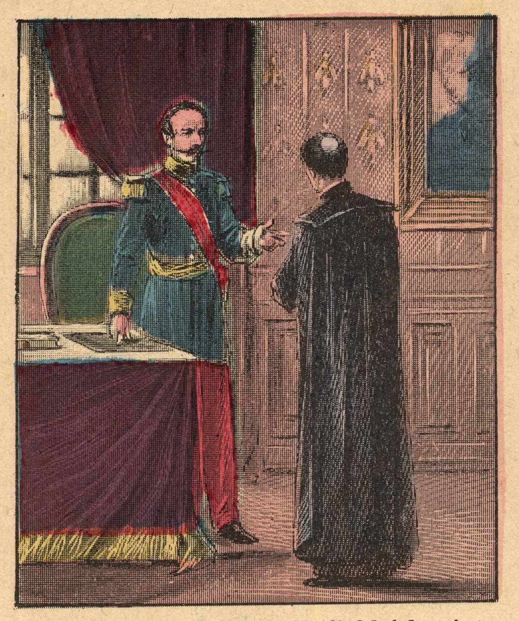 Napoleon III und Louis-Gaston de Segur (1820-1881) französischer Bischof im Elysee - - Gravur aus Religiöse Lehre durch die Augen. Wunderbares Album von Louis Maitrejean und Georget Ramond - Frankreich 1910 von Louis Maitrejean