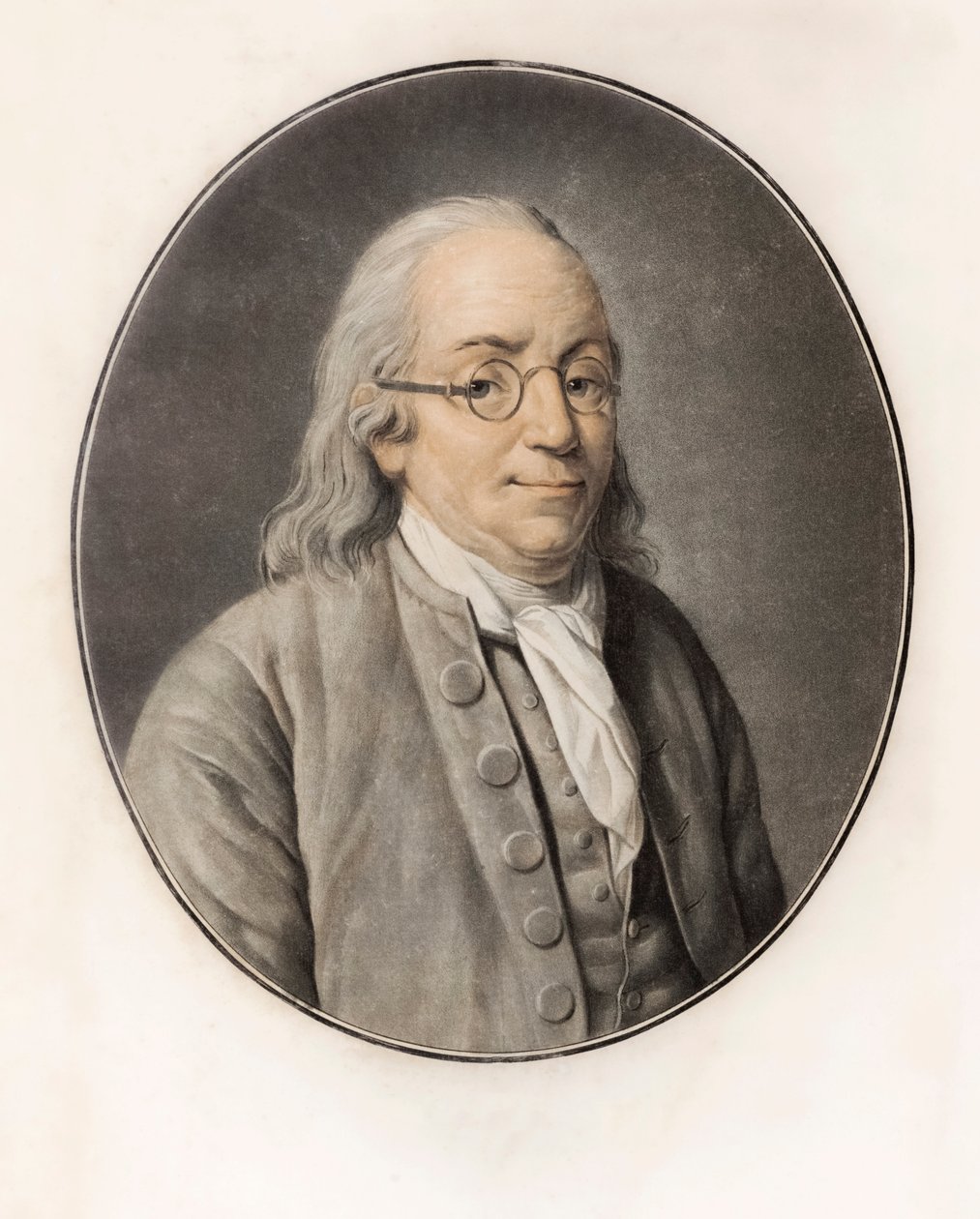 Benjamin Franklin. Porträt (Gravur) von Louis Michel van (after) Loo
