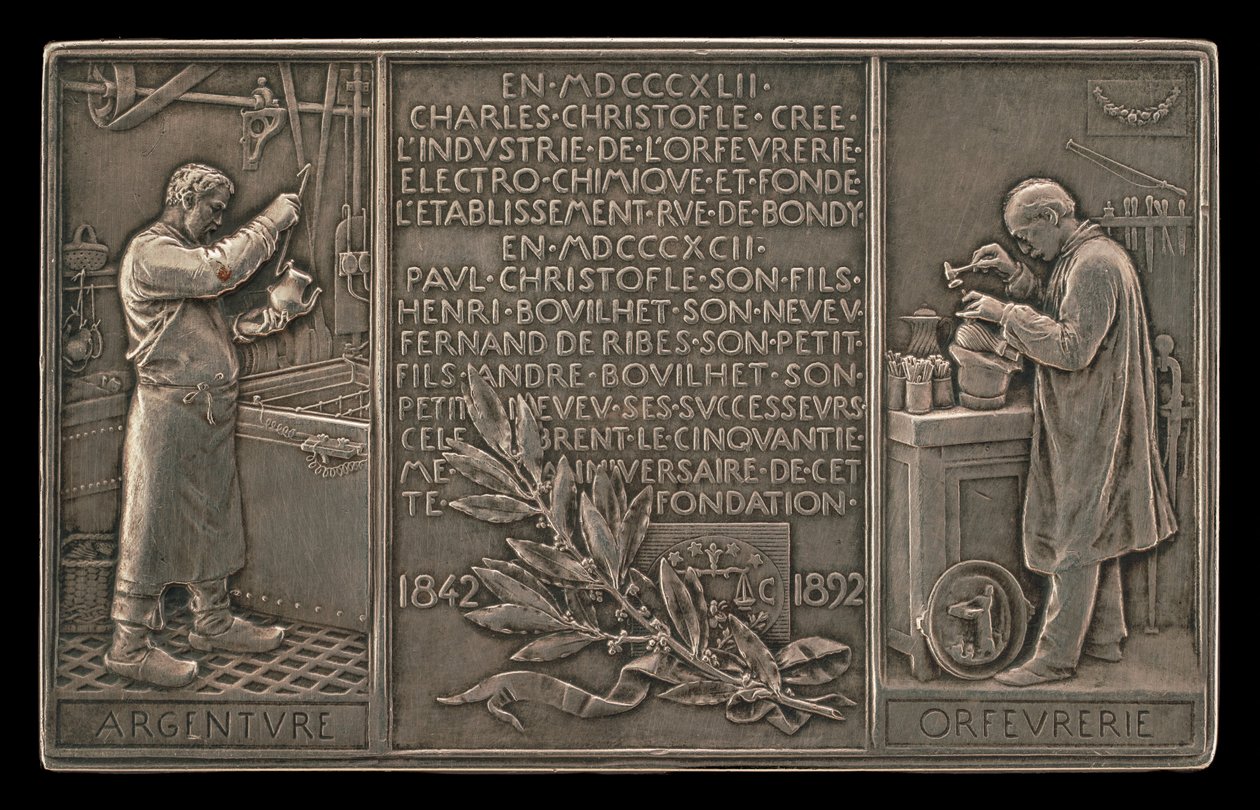 Fünfzigjähriges Jubiläum der Christofle-Gesellschaft, 1842-1892 [Rückseite] von Louis Oscar Roty