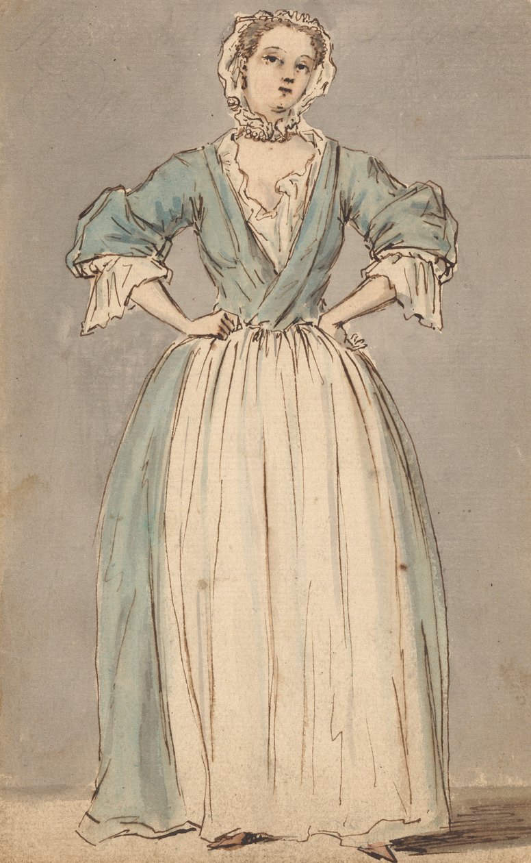 Eine junge Frau in einem blauen Kleid von Louis Philippe Boitard