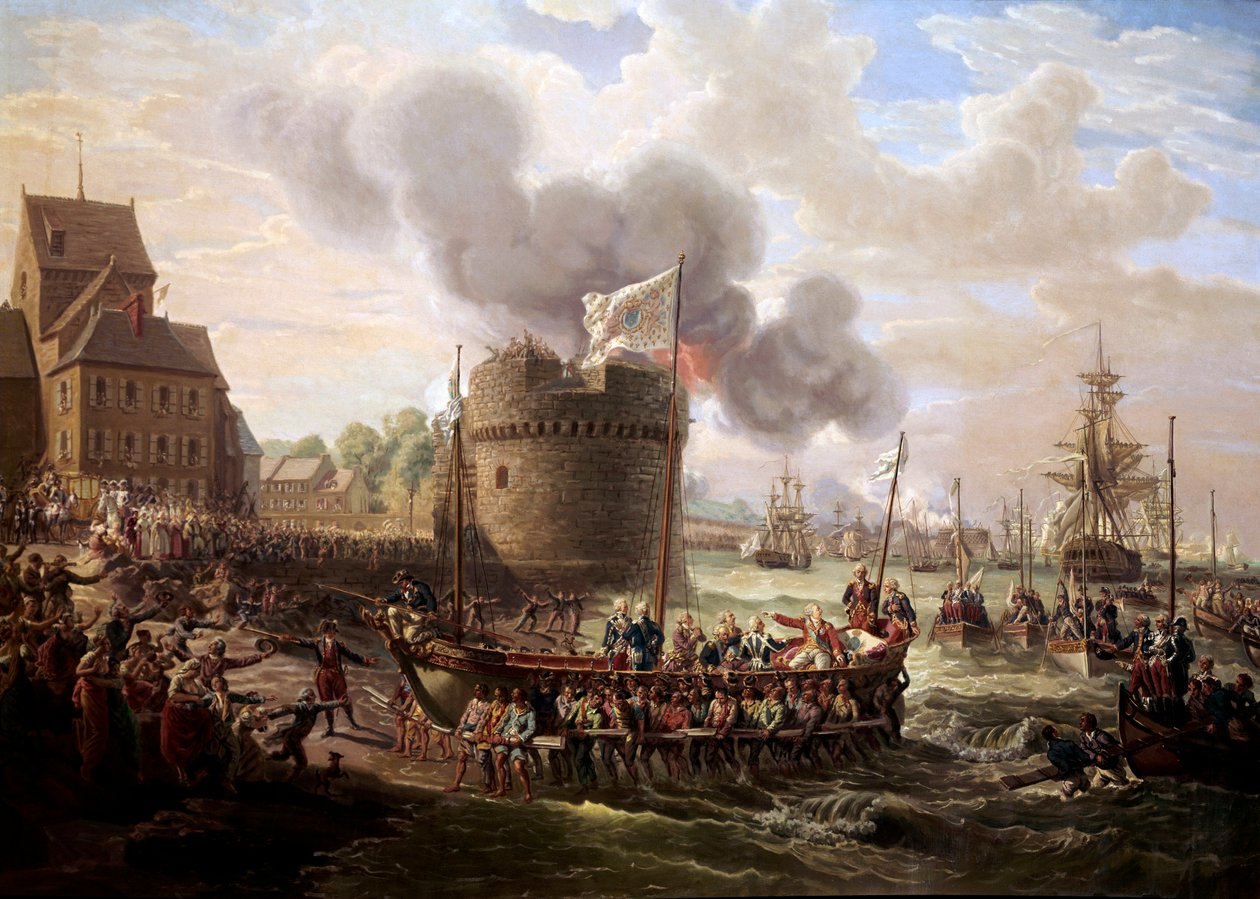 König Louis XVI. besucht die Arbeiten im Hafen von Cherbourg am 23.06.1786 von Louis Philippe Crepin