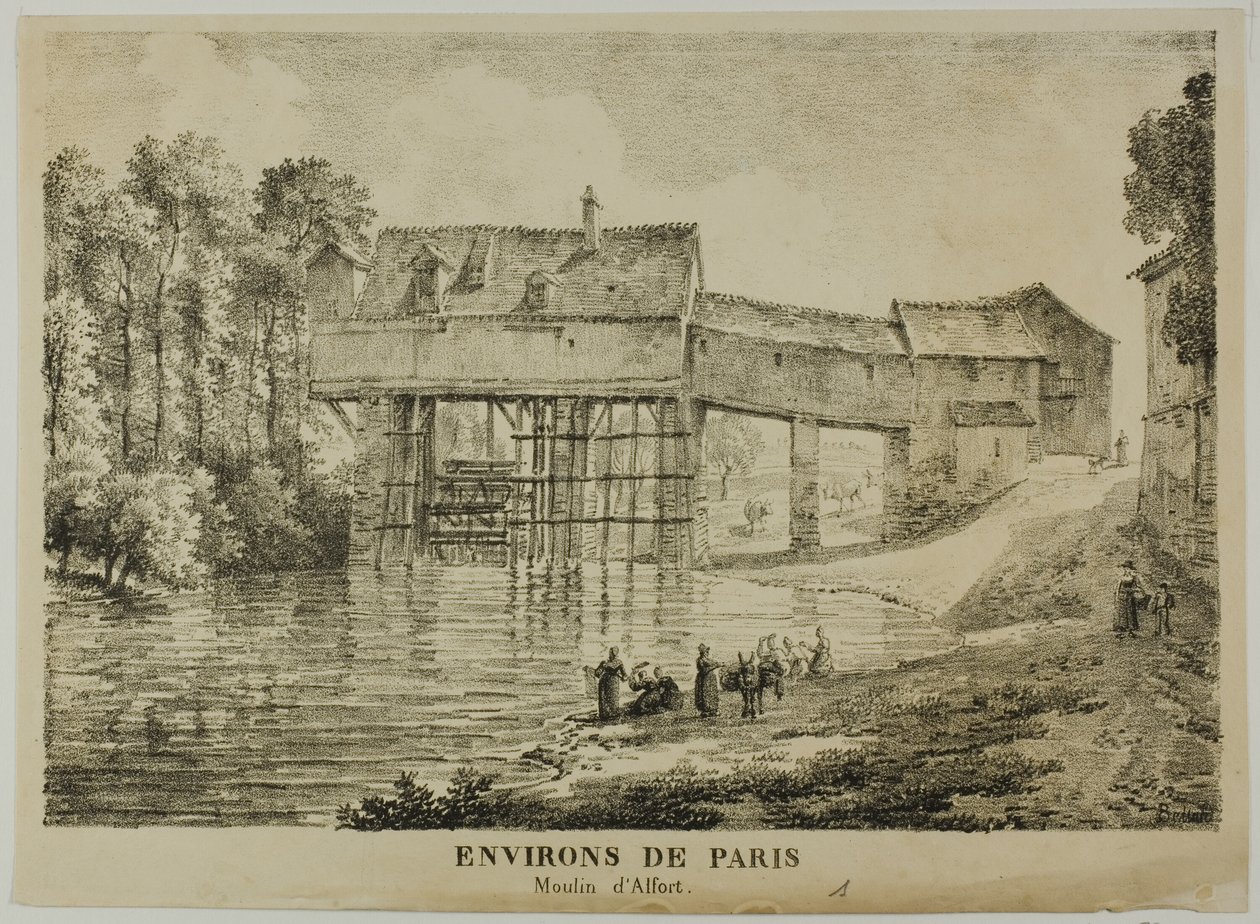 Die Umgebung von Paris: Alfort-Mühle von Louis Pierre Baltard
