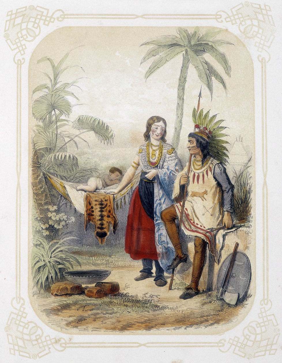 Familie in Ozeanien - in „Album du jeune voyageur“, illustriert von Louis Lassalle von Louis Simon Lassalle