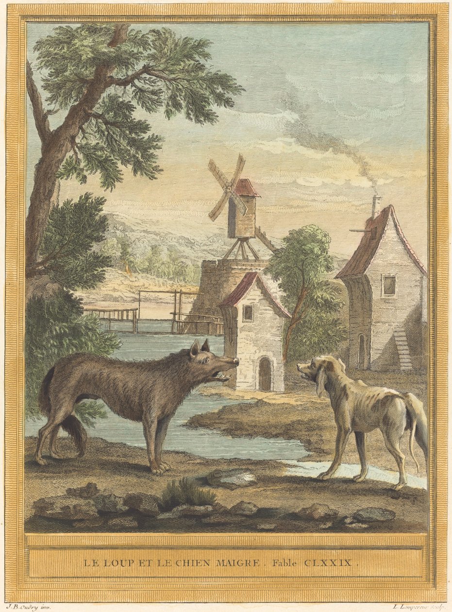 Der Wolf und der magere Hund von Louis Simon Lempereur after Jean Baptiste Oudry