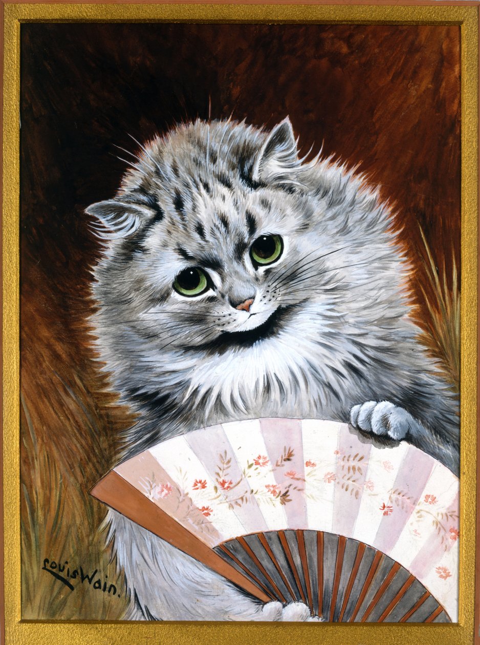 Die Kokette mit dem Fächer von Louis Wain