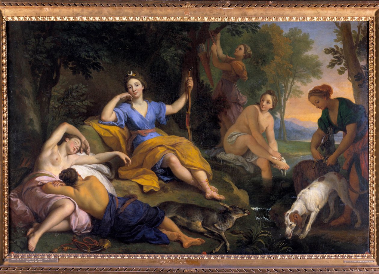 Die Rast der Göttin Diana und ihrer Gefährtinnen Gemälde von Louis Boullongne dem Jüngeren (1654-1733) 18. Jahrhundert Tours, Musée des Beaux-Arts von Louis de Boullongne