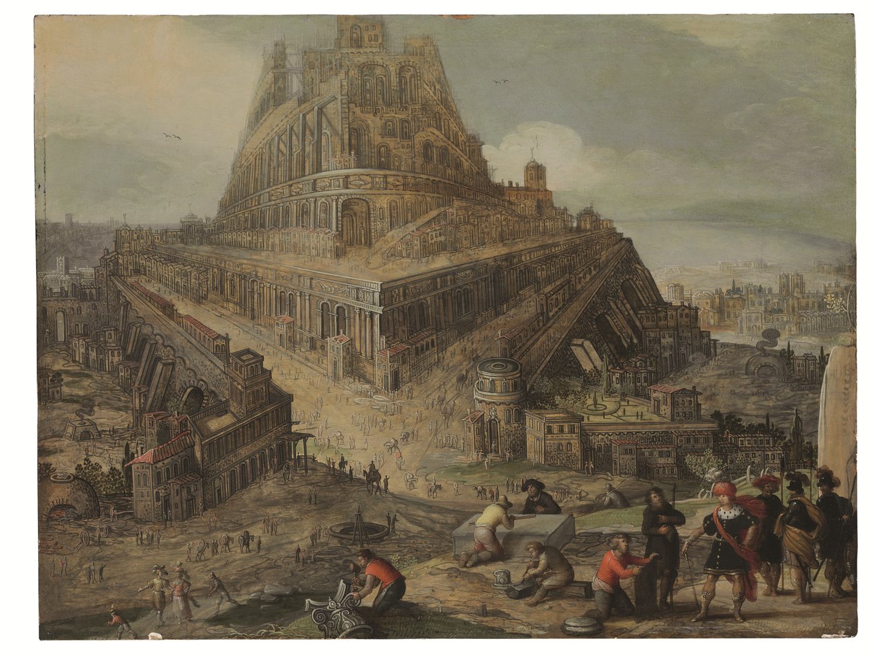 König Nimrod befiehlt den Bau des Turms von Babel von Louis de (circle of) Caullery