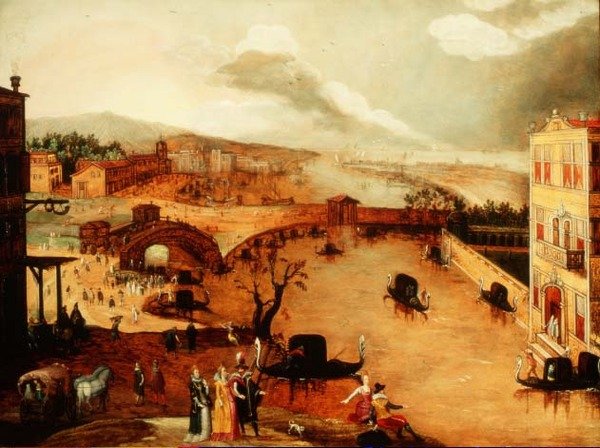 Galante Szene in einer Flusslandschaft von Louis de Caullery