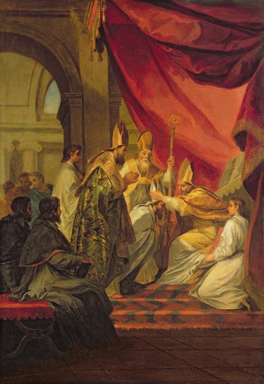 St. Augustinus (354-430) wird zum Bischof von Hippo ordiniert, Studie für die Dekoration in den Invalides, 1702 von Louis de, the Younger Boulogne
