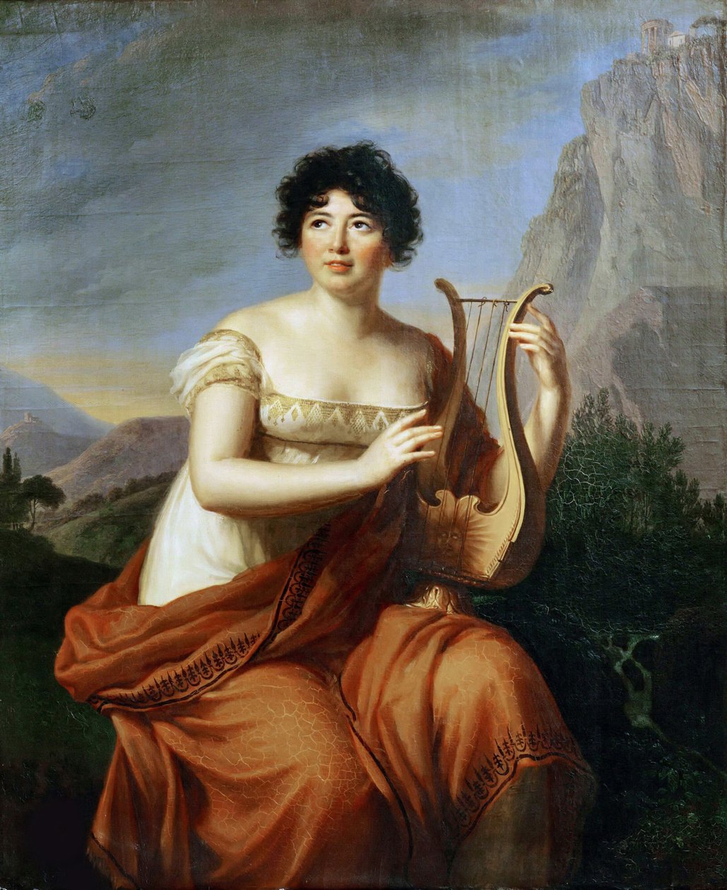 Porträt der Autorin Baronne Anne Louise Germaine de Staël als Corinne, 1807 von Elisabeth Louise Vigee Lebrun