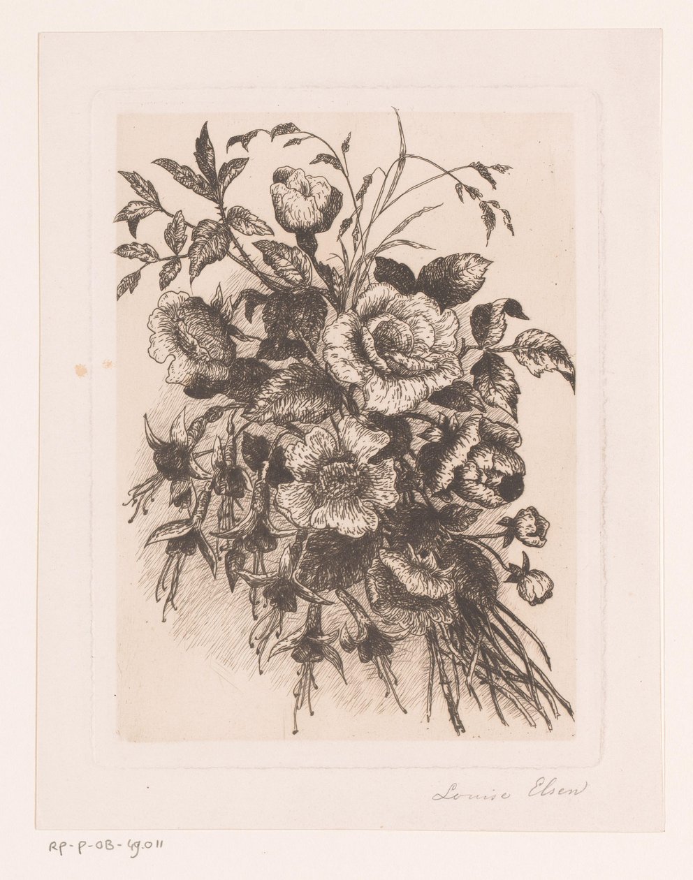 Blumenstillleben mit Rosen und Anemonen von Louise Elsen (attributed to)