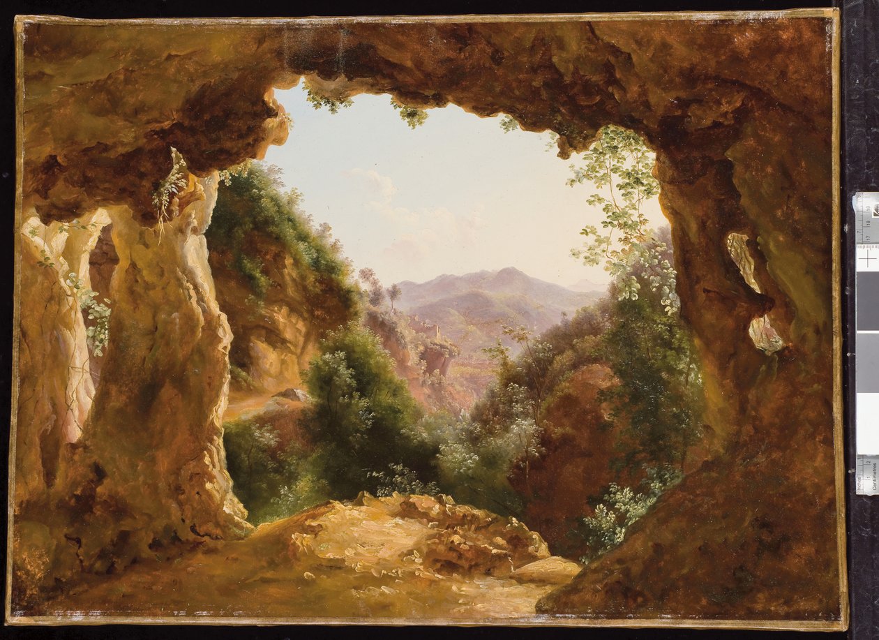 Eine Höhle in einer felsigen Landschaft von Louise Josephine Sarazin de Belmont