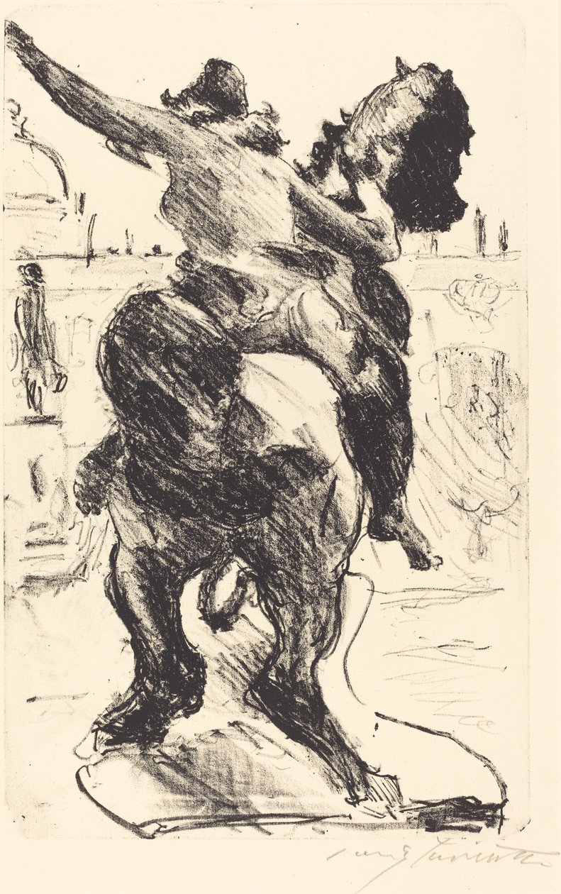 Amazonenstatue auf der Freitreppe des Alten Museums von Lovis Corinth