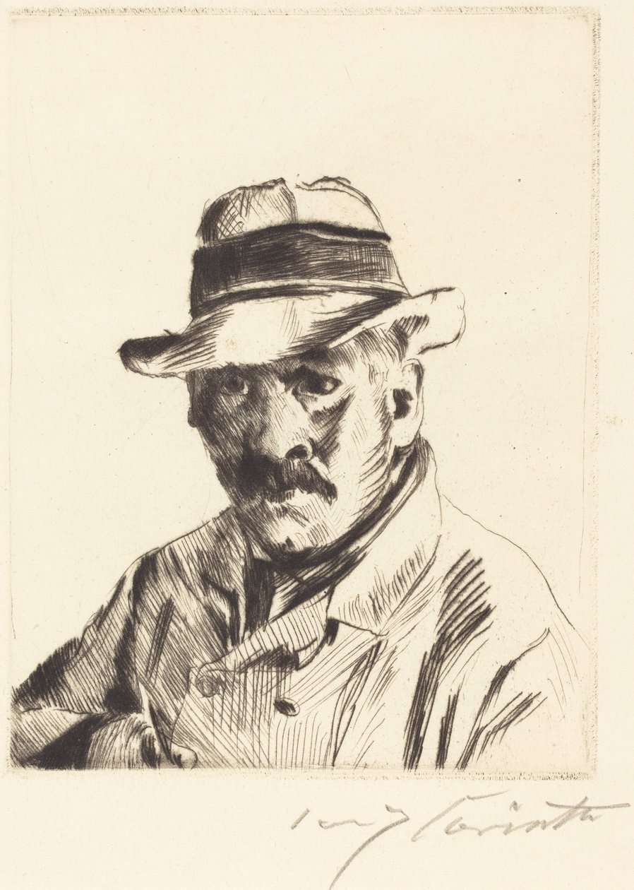 Selbstbildnis im Strohhut von Lovis Corinth