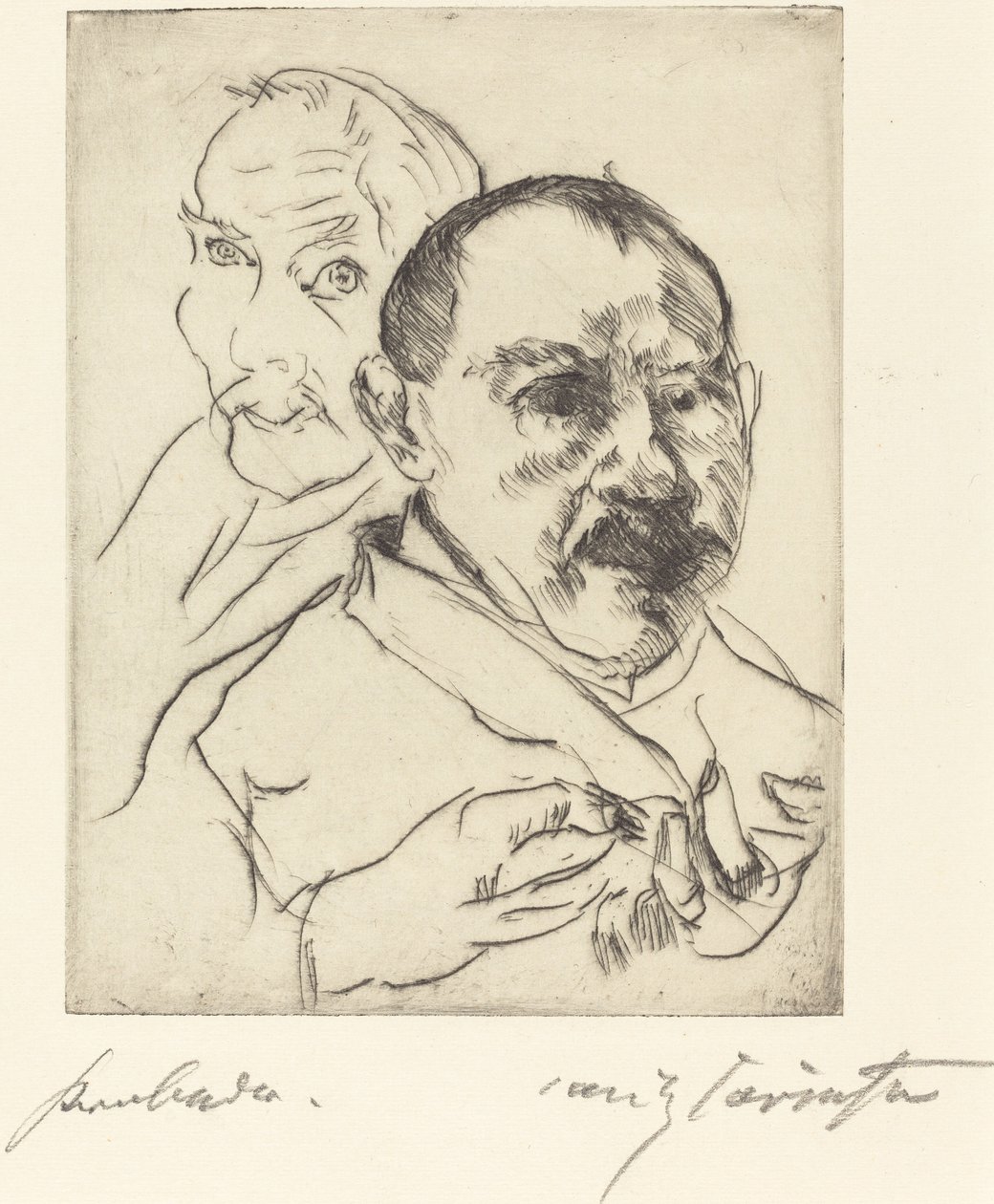 Zwei männliche Studienköpfe Selbstbildnisse, 1915 von Lovis Corinth