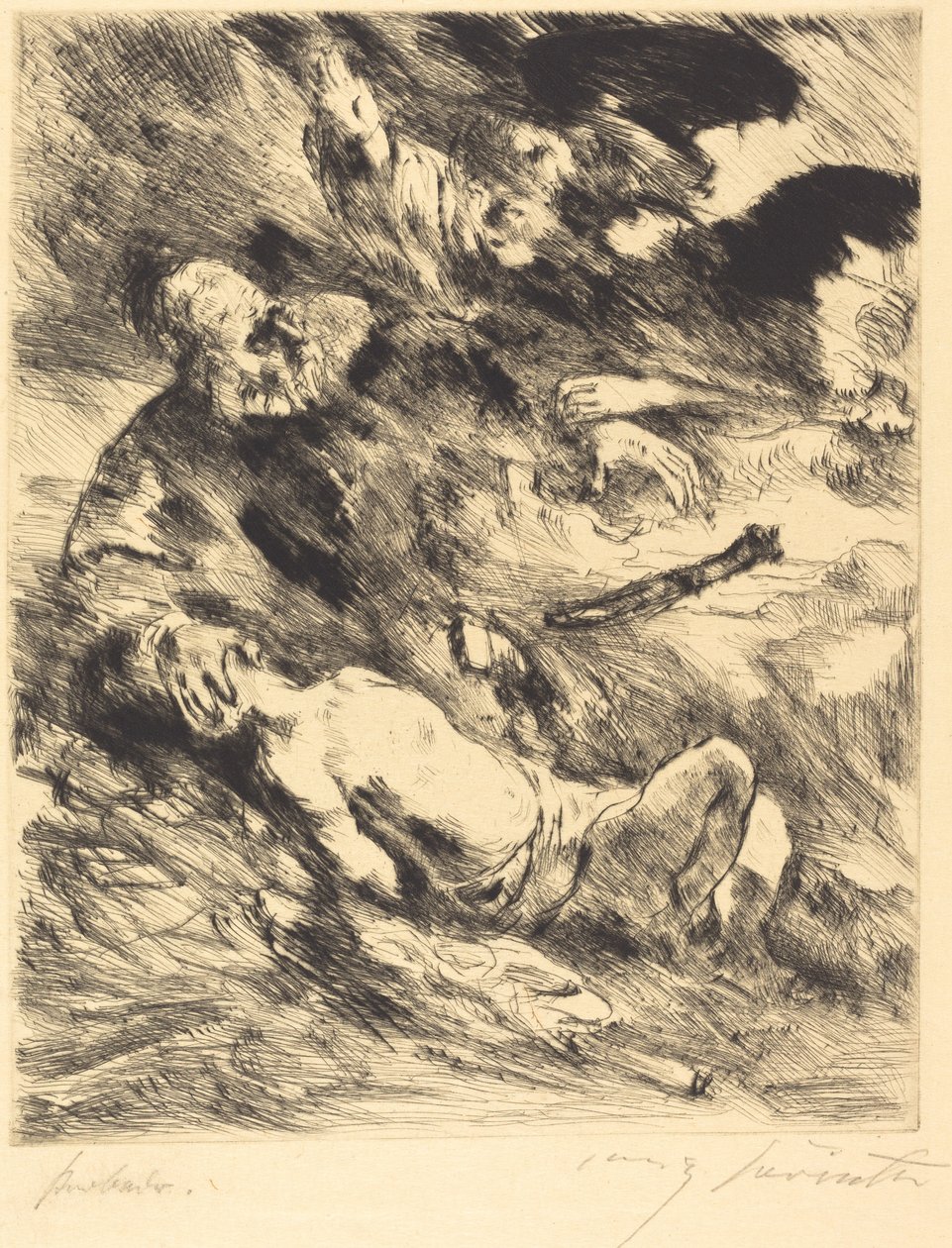 Die Opferung Isaaks von Lovis Corinth after Rembrandt van Rijn