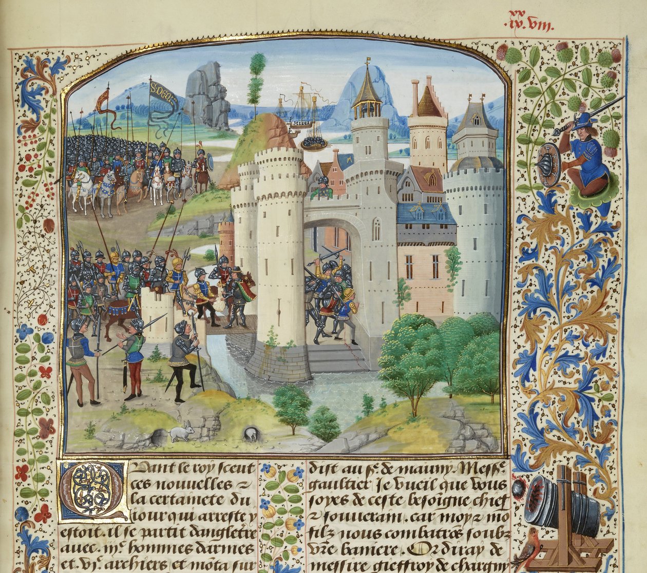 Der französische Versuch, Calais von England zurückzuerobern, 1350 von Loyset Liedet