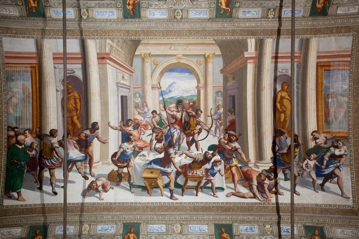 Die Geschichte von Odysseus (die Rückkehr), Decke des Salone Cambiaso von Luca Cambiaso