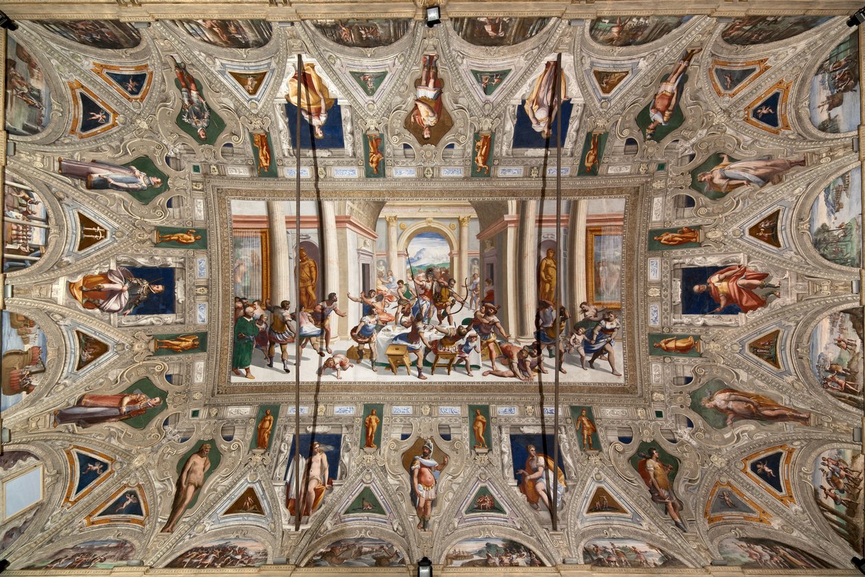 Die Geschichte von Odysseus (die Rückkehr), Decke des Salone Cambiaso von Luca Cambiaso