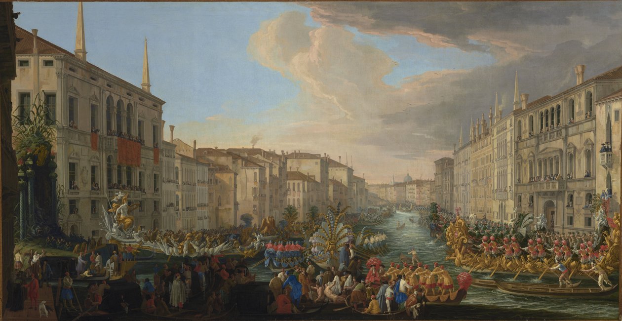 Regatta auf dem Canal Grande zu Ehren von Friedrich IV., König von Dänemark von Luca Carlevaris