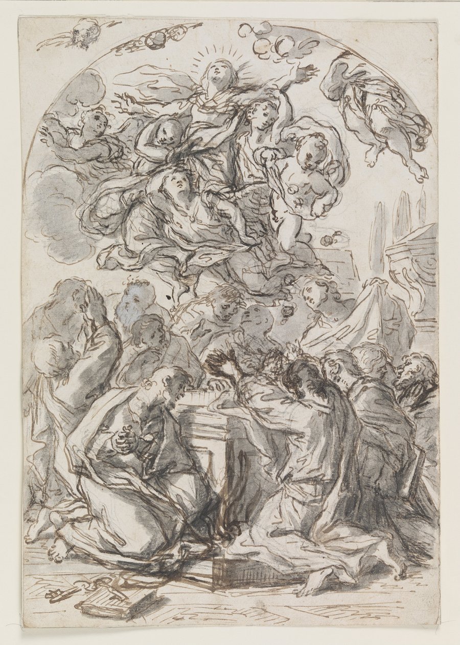 Himmelfahrt der Jungfrau; Rückseite: Kopf einer Frau und eines Kindes von Luca Giordano