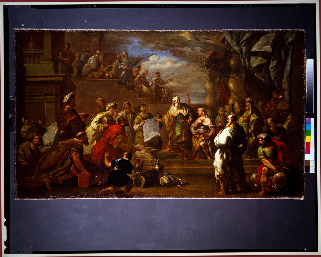 David zeigt Salomo die Pläne des Tempels von Luca Giordano