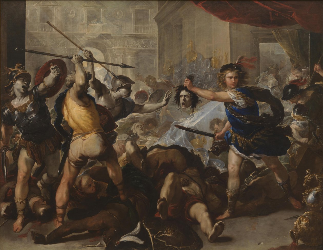 Perseus verwandelt Phineas und seine Anhänger in Stein von Luca Giordano