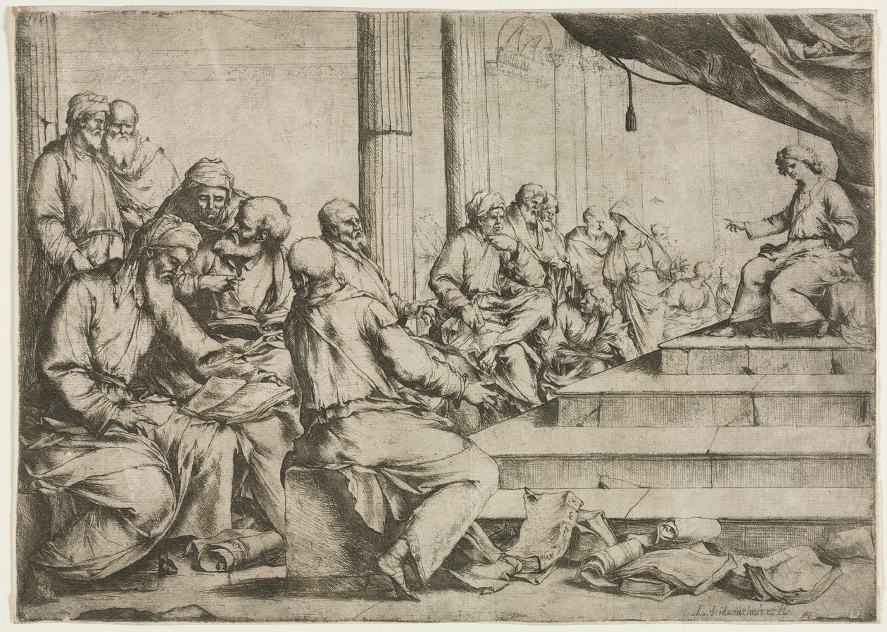 Der junge Christus lehrt im Tempel, um 1653 von Luca Giordano