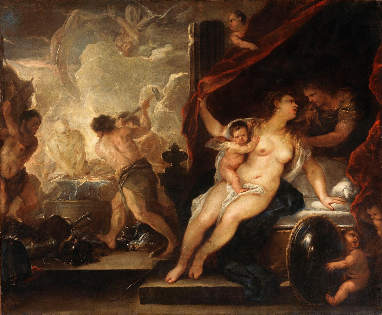 Venus, Mars und die Schmiede des Vulkan von Luca Giordano