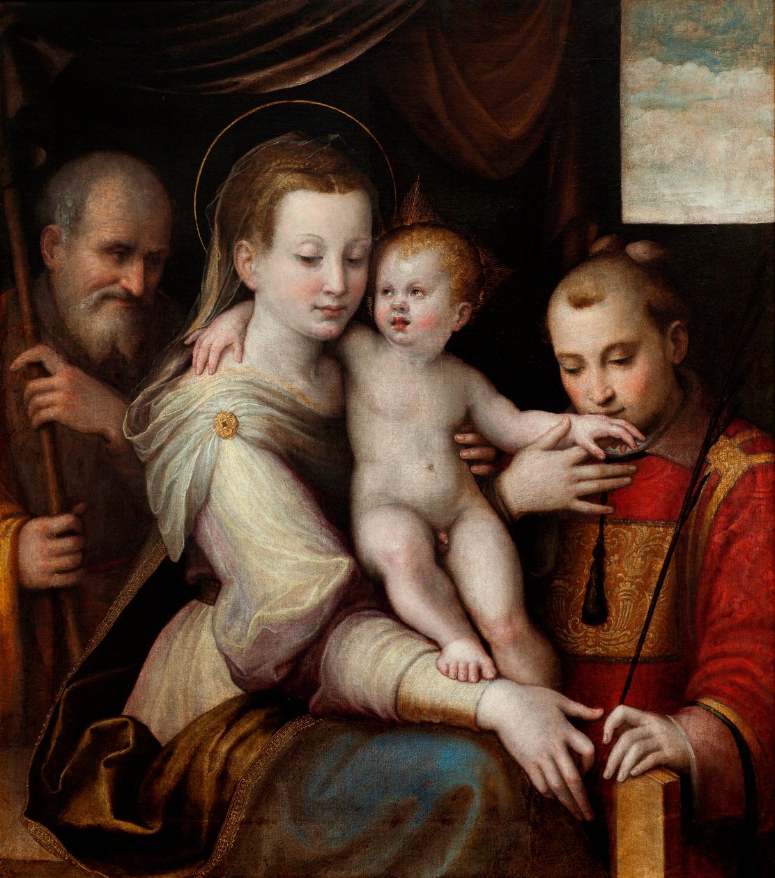 Die Heilige Familie und St. Stephan, ca. 1560 von Luca Longhi