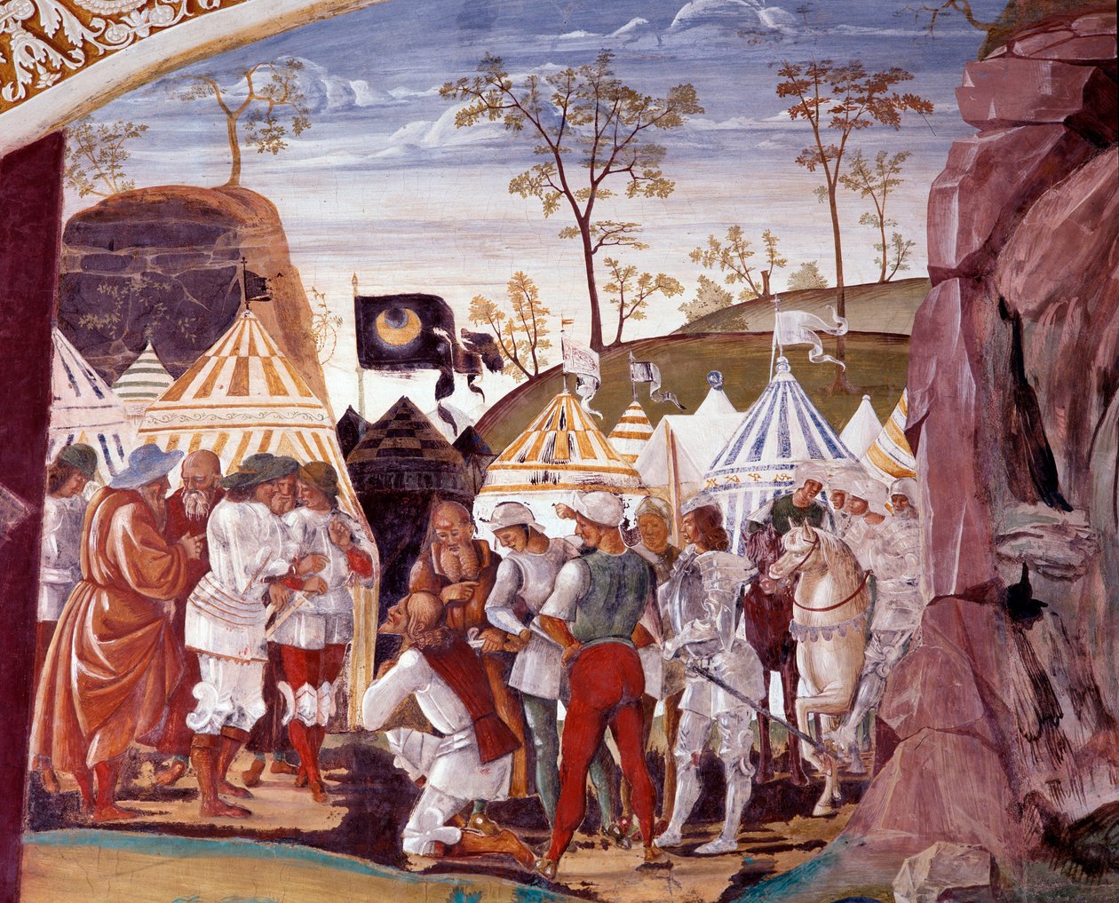 Benedikt entlarvt die List von Totila, König der Goten, um seine Hellseherei zu testen von Luca Signorelli